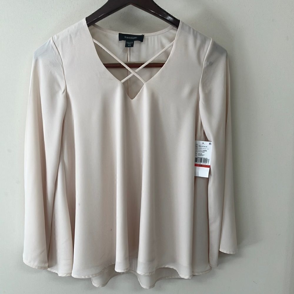 NWT KAREN KANE XS Bella Blue Crisscross Top